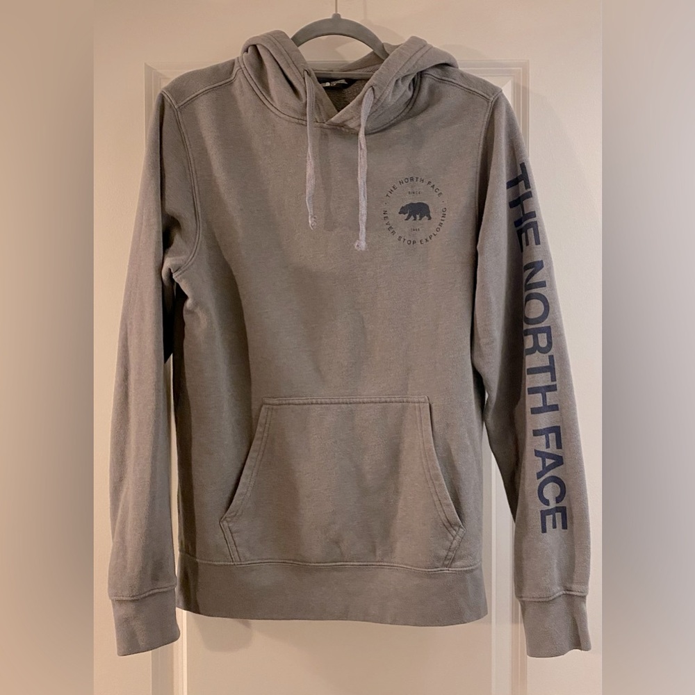 The North Face Hoodie / Sweater- Gray & Blue - Never Stop Exploring Bear - Sz S